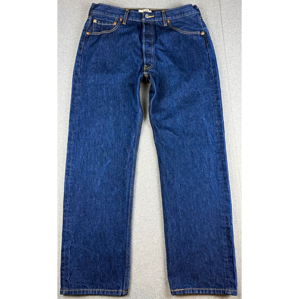 Levis 501 Mens Jeans 36x32 Original Straight Leg Button Fly Dark Wash Denim